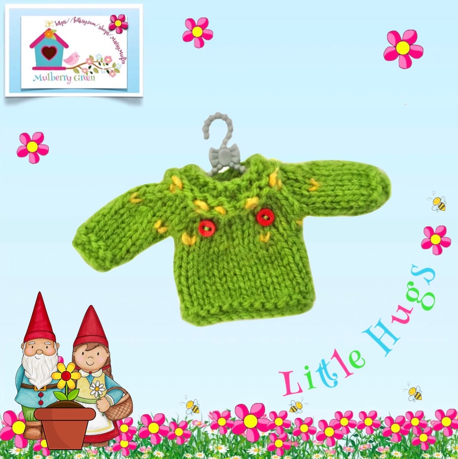 Apple Green Patterned Jumper to fit the Little Hug Dolls