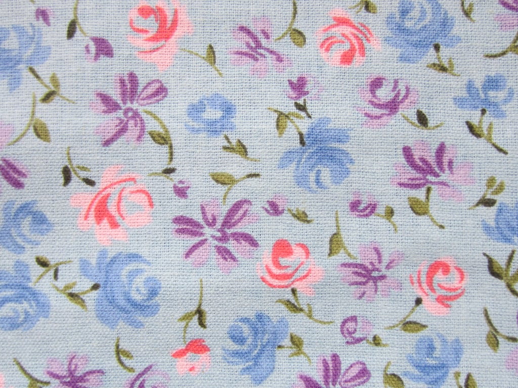 Blue, Pink and Lilac Floral Fabric 1.5 m Remnant