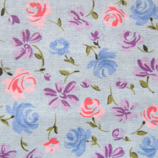 Blue, Pink and Lilac Floral Fabric 1.5 m Remnant