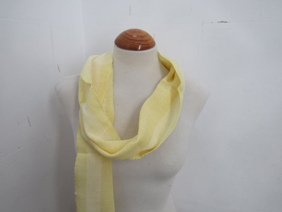 Cream and Yellow Handwoven Cotton Scarf