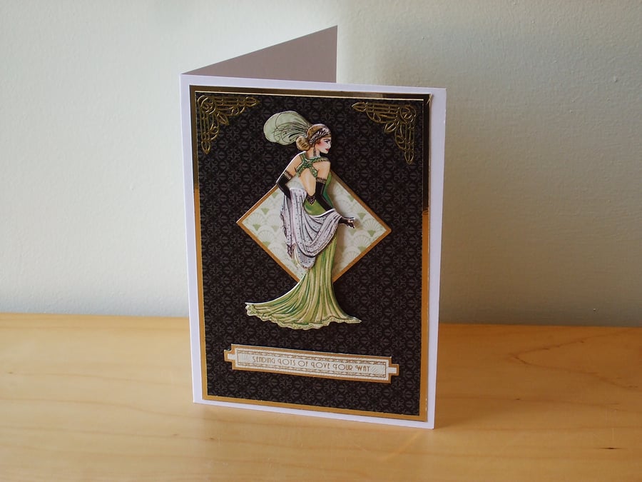Birthday or Mother's Day Card, Art Deco Lady