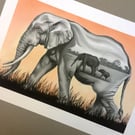 Perfectly Imperfect  - Elephant Art print, surreal elephant, Giclee print