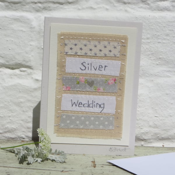 Silver Anniversary hand-stitched card for two very special people!