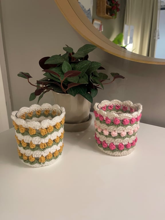 Crochet Tulip Pen Pot - Desk Organiser
