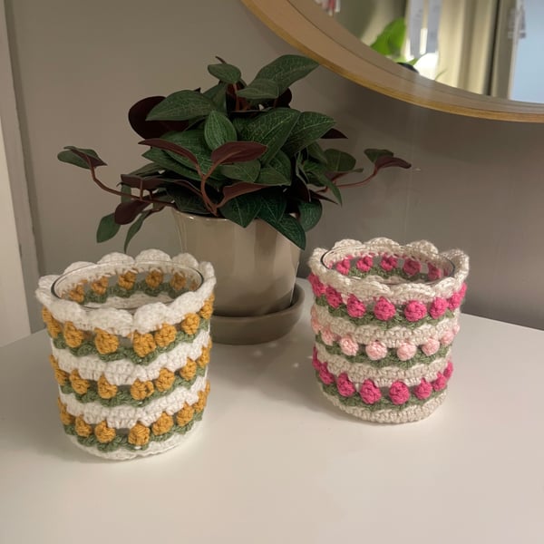 Crochet Tulip Pen Pot - Desk Organiser