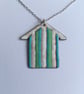 Hand Enamelled Broad Stripe Beach Hut Pendant  - Image 1