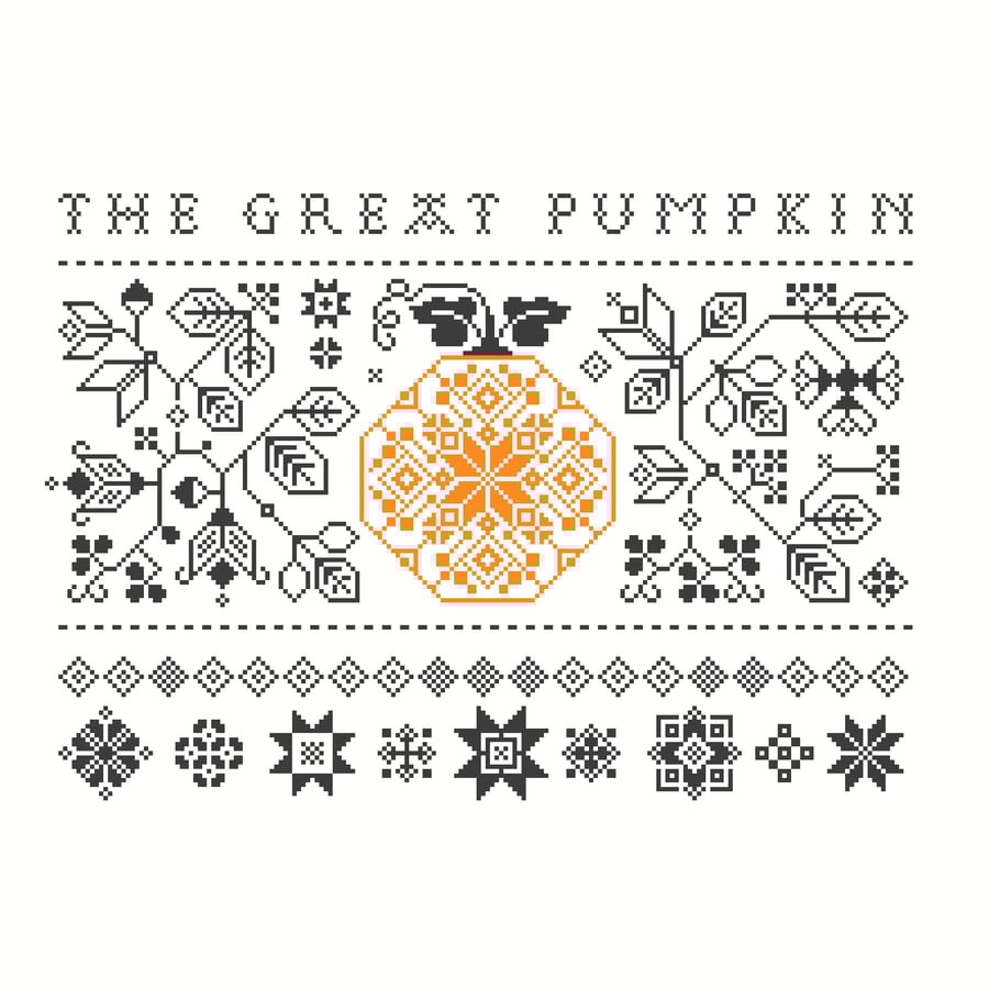 174 -  Cross Stitch Pattern All Hallows Eve Halloween The Great Pumpkin Sampler