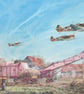Nostalgic Spitfire Aviation Art Card- Vintage Harvest Scene- 7x5 Blank Inside - Image 4