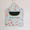 Peg bag in blue floral cotton fabric clothes pins bag with pocket