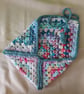 Crocheted book pouch or tablet case, wrap round fastening, multi-coloured - Image 4