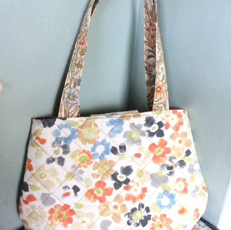 Large Quilted Handbag, Upcycled Fabric Shopper - Folksy