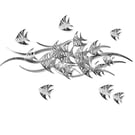 Elegant Ocean Wave Fish Metal Wall Art – Handmade Stainless Steel Coastal Sculpt
