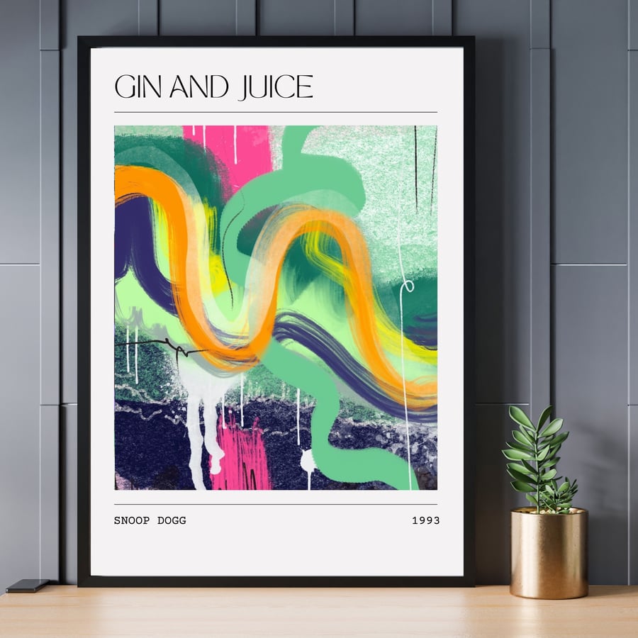 Music Poster Snoop Dogg - Gin And Juice Abstract Painting Art Print 