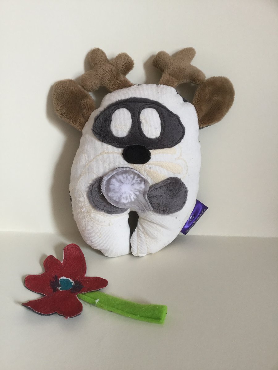 Handmade Soft Toy Deer Wish Guardian with silver Dandelion, nursery, gift