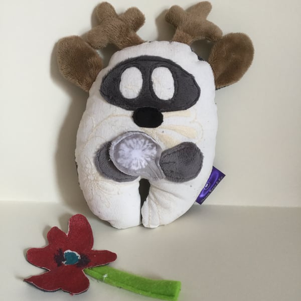 Handmade Soft Toy Deer Wish Guardian with silver Dandelion, nursery, gift