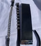 Leather twist lock clasp Cuff set, Italian black leather and stainless steel har - Image 3