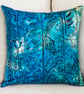African cushion cover screen printed hand-dyed ethnic fabric design birds fish