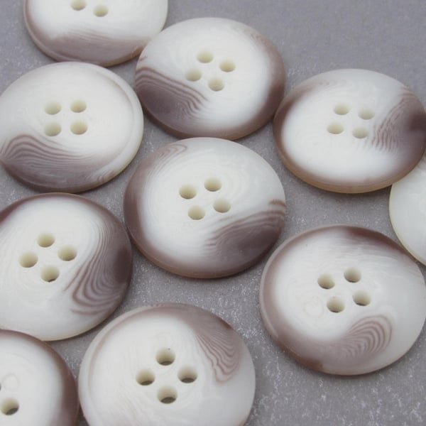 10 Brown and Cream Marbled Buttons