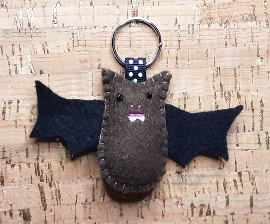 Bat Brown Felt Keyring-Bag Charm