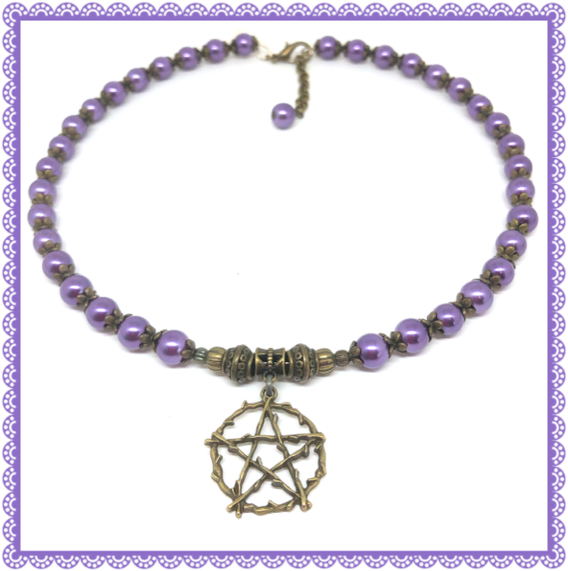 One of a Kind Wicca Pentagram collar length necklace