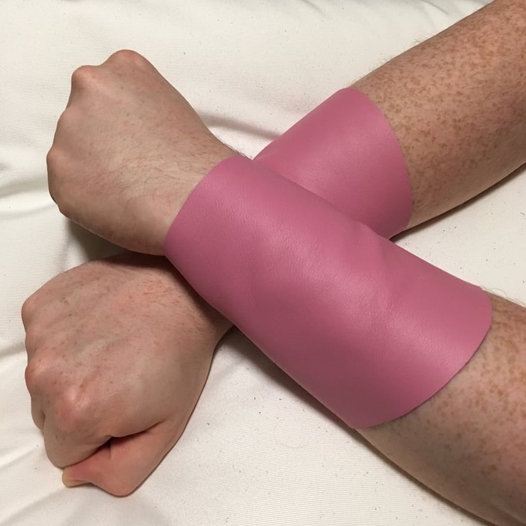 Large size - Pair - BubbleGum Pink soft leather bracers (sold with lacing)