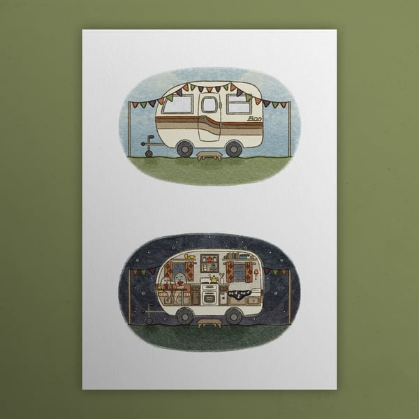 Ghosts go camping, Ghosts of Summer, 90s nostalgia, A4 art print
