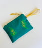 Fern Print Linen Zip-Up Pouch; Makeup Bag; Hand printed Purse  - Image 1