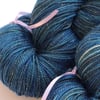 SALE Vintage Denim - Gold sparkly superwash merino-nylon 4 ply yarn