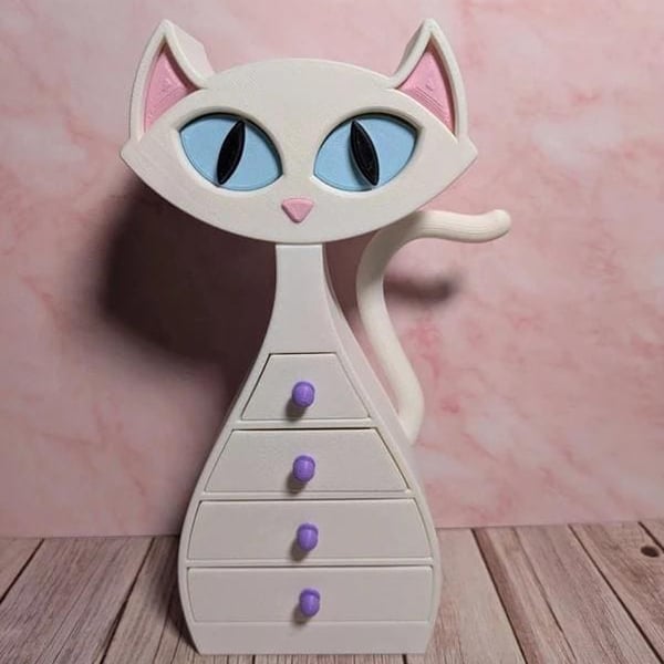 White Cat Mini Drawers Trinket & Jewellery Storage