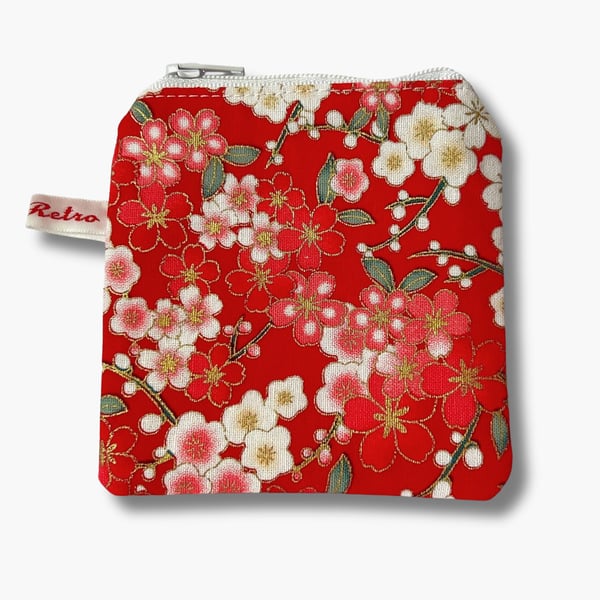Red Knitting case , Floral - Cherry Blossom