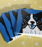 BORDER COLLIE DOG  ON BLUE BLANK CARD - Image 2