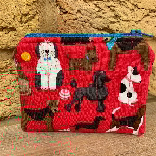 Dog Print Quilted Fabric Midi Purse