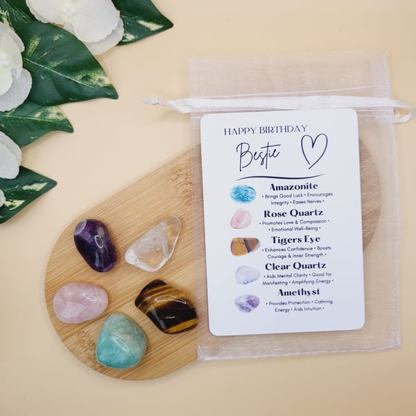 Best Friend Birthday Crystals Gift Set And Card Gemstones Card Gift