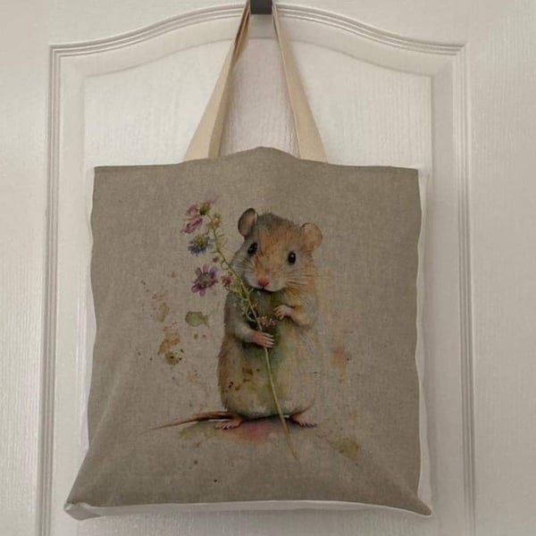 Tote Bag featuring Cute Field Mice & Wild Flowers