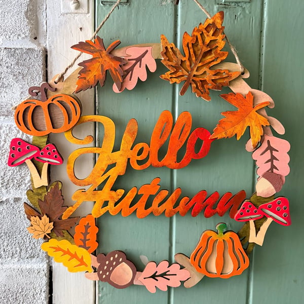 Hello Autumn - Wooden Wreath 
