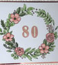 Rose gold flower wreath 80th Birthday card - Image 2