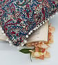 Cushion cover 14" in teal and cherry red pattern fabric.  - Image 6