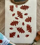 Set of 3 - Falling leaves Linoprints Oak, Sycamore and Chestnut : Hand-Burnished - Image 2