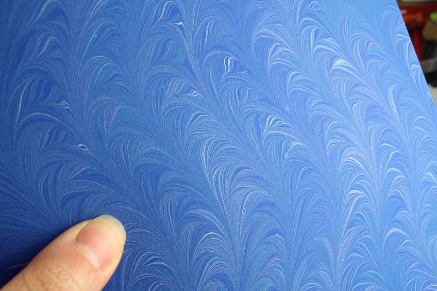 A4 Marbled card sheet for card making and die cutting blue silver flame