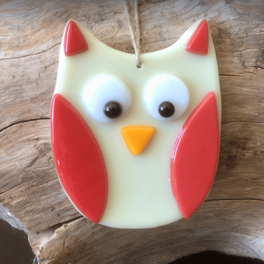 Fused Glass Owl Wall Hanging Decoration