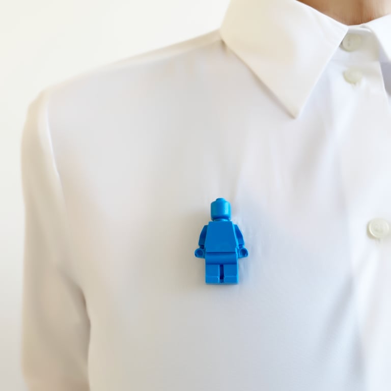 Blue Lego Man Resin Brooch