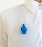 Blue Lego Man Resin Brooch