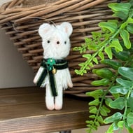 Mouse with Scarf Tiny Art Doll Green