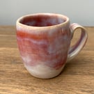 Handmade small ceramic mug 10oz pinks reds
