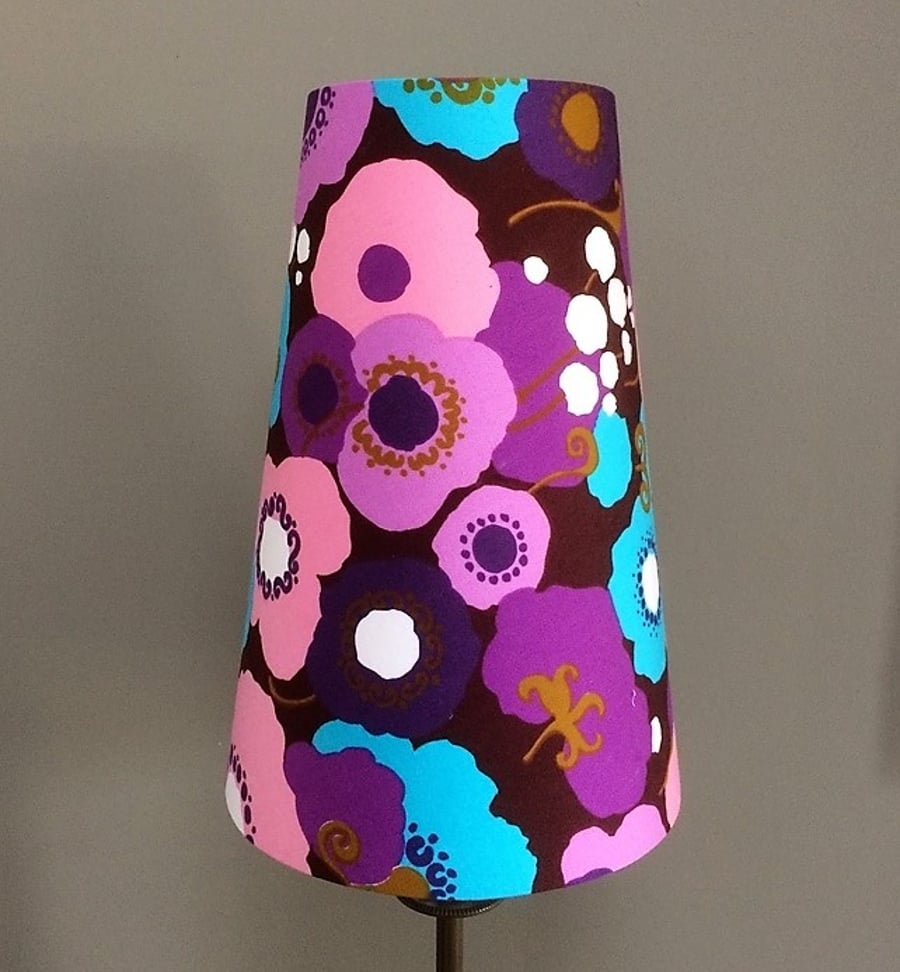 60s 70s GROOVY Hippy Flowers Pink Brown Blue vintage fabric Lampshade option 