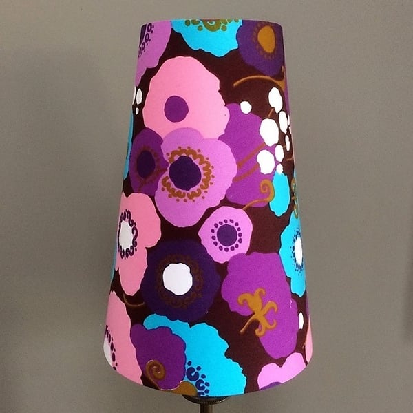 60s 70s GROOVY Hippy Flowers Pink Brown Blue vintage fabric Lampshade option 