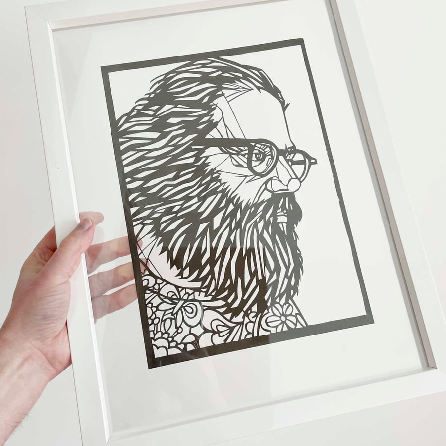 ALLEN GINSBERG hand-crafted papercut, original artwork, available in 2 sizes