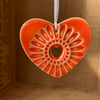 X small Pottery heart hanging decoration Orange