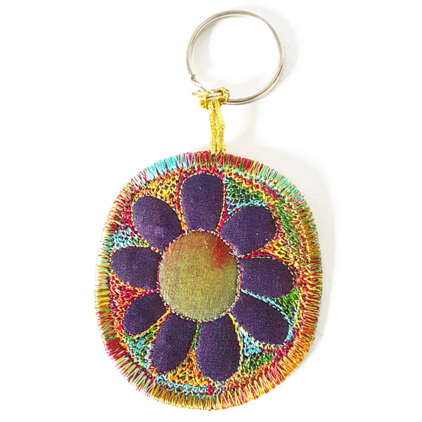 Freehand Embroidered Keyring - Folksy