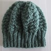 GREEN PATTERNED KNIT MENS BEANIE